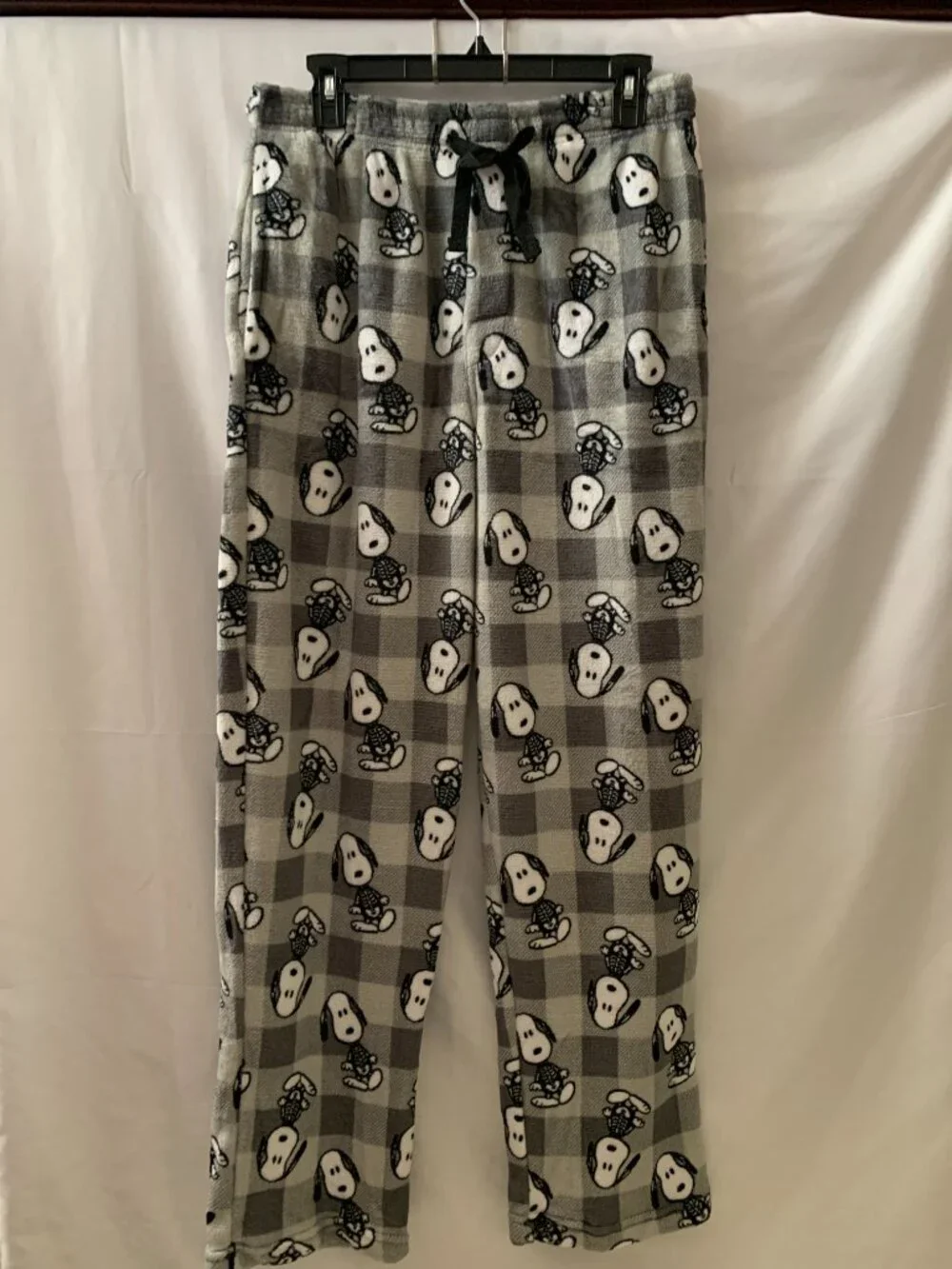 PEANUTS Men's Snoopy Skeleton Fleece Pajamas Pants with Tote Bag Sz MEDIUM